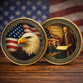 250th Us Independence Anniversary Challenge Coin - 1776-2026, Honoring Declaration of Independence Signing