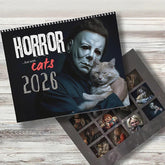 2026 Horror Cat Calendar - Funny Horror Movie Villains & Kittens Wall Planner