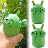 2pcs Funny Grass Worm Pinch Toy Green Eye Popping Worm Squeeze Toy