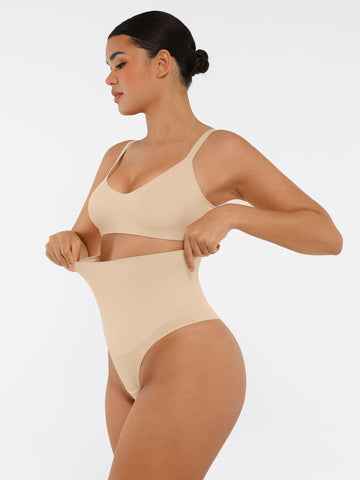 Mid-waisted Thong Tummy Control Shaper Panties