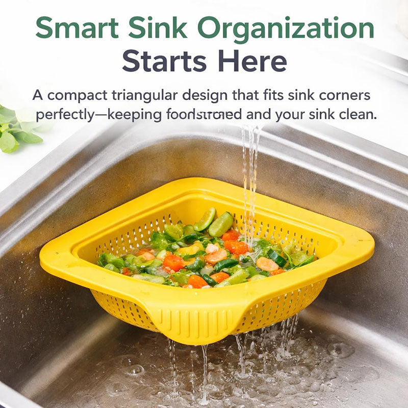 2 Counts Triangular Draining Basket Kitchen Filter Net Storage Rack Strainer