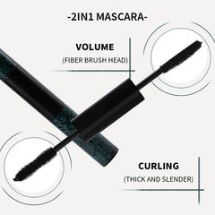 2-in-1 Waterproof Long Lasting Black Mascara