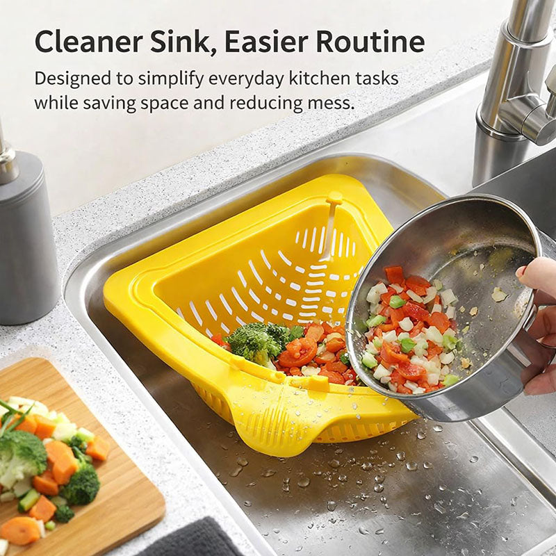 2 Counts Triangular Draining Basket Kitchen Filter Net Storage Rack Strainer