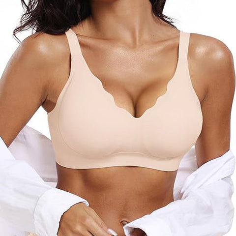 Scalloped Wireless Push Up Bras